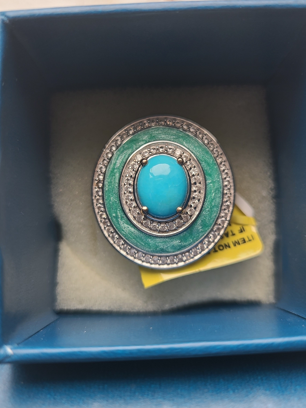 925 SS Ring, Sleeping Beauty Turquoise And Enamel, Size US 6 - Picture 4 of 4